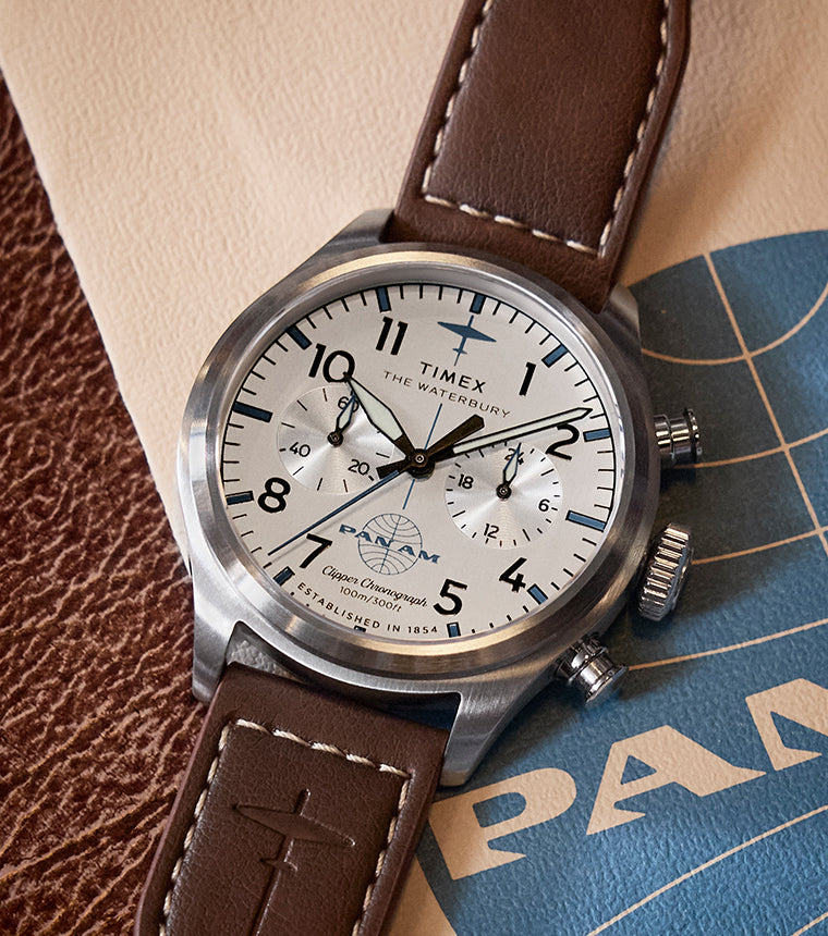 Boarding Call: Timex x Pan Am® Waterbury Ace | Timex US