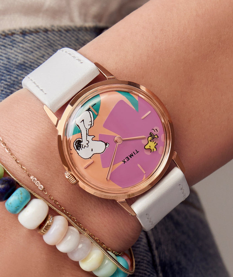 Celebrate Summer with our Timex Marlin® Hand-Wound X Snoopy Floral watch