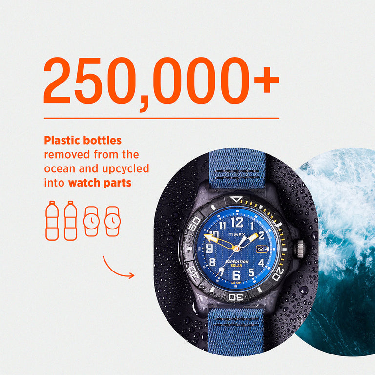 250K plus plastic bottles are removed from the ocean and upcycled into watch parts