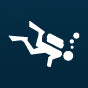 Diver icon on a blue background