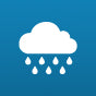 Icon of a cloud with raindrops on a blue background