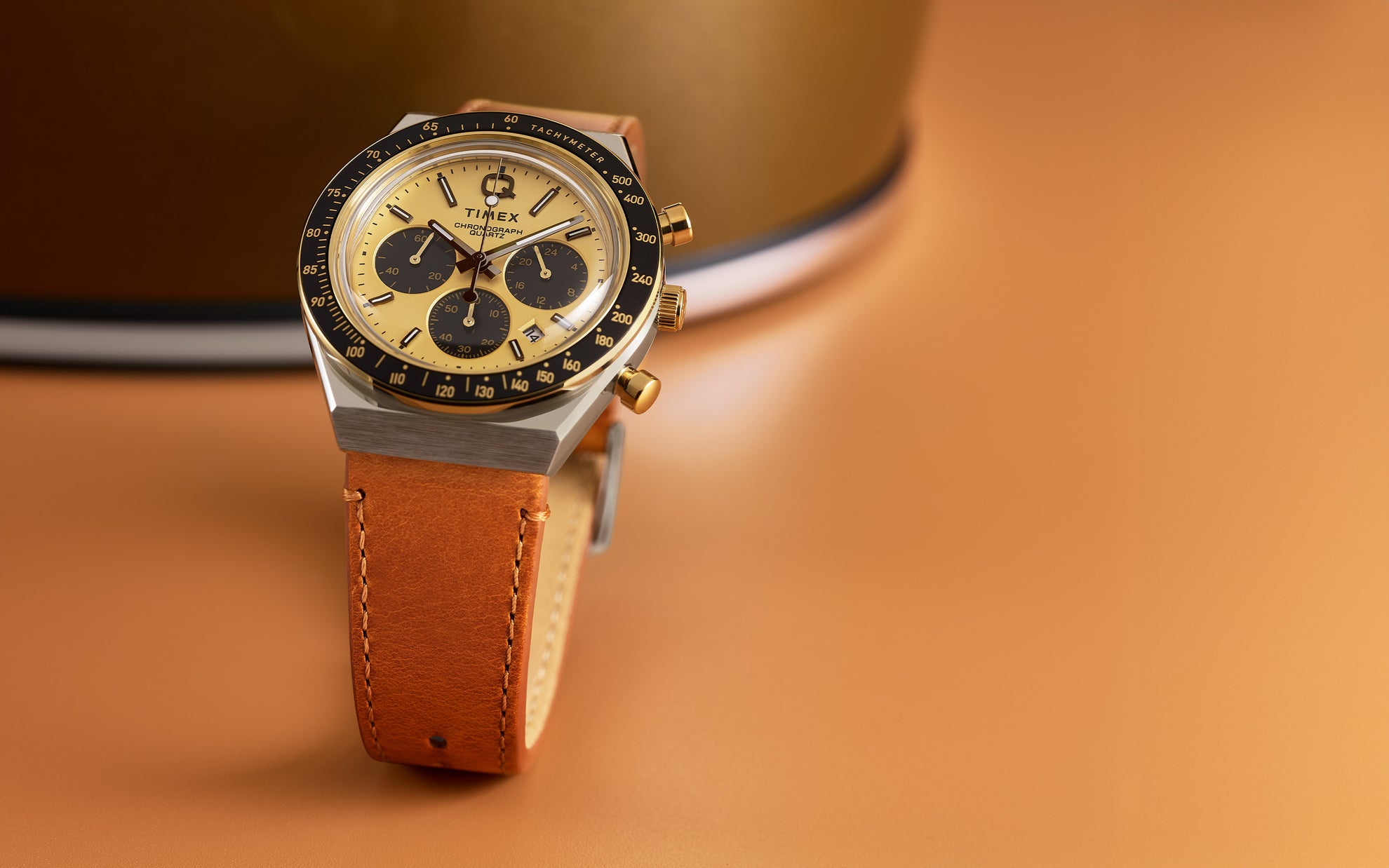 Q Timex® Chronograph 40mm Brown Leather Strap Watch