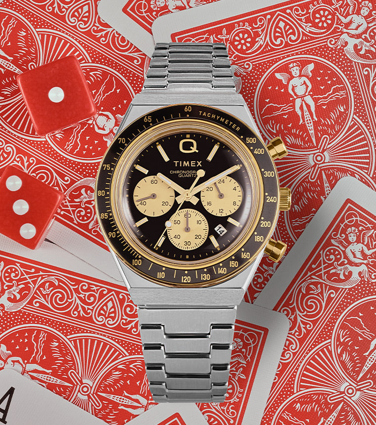 Q Timex® Chronograph 40mm Stainless Steel Bracelet Watch