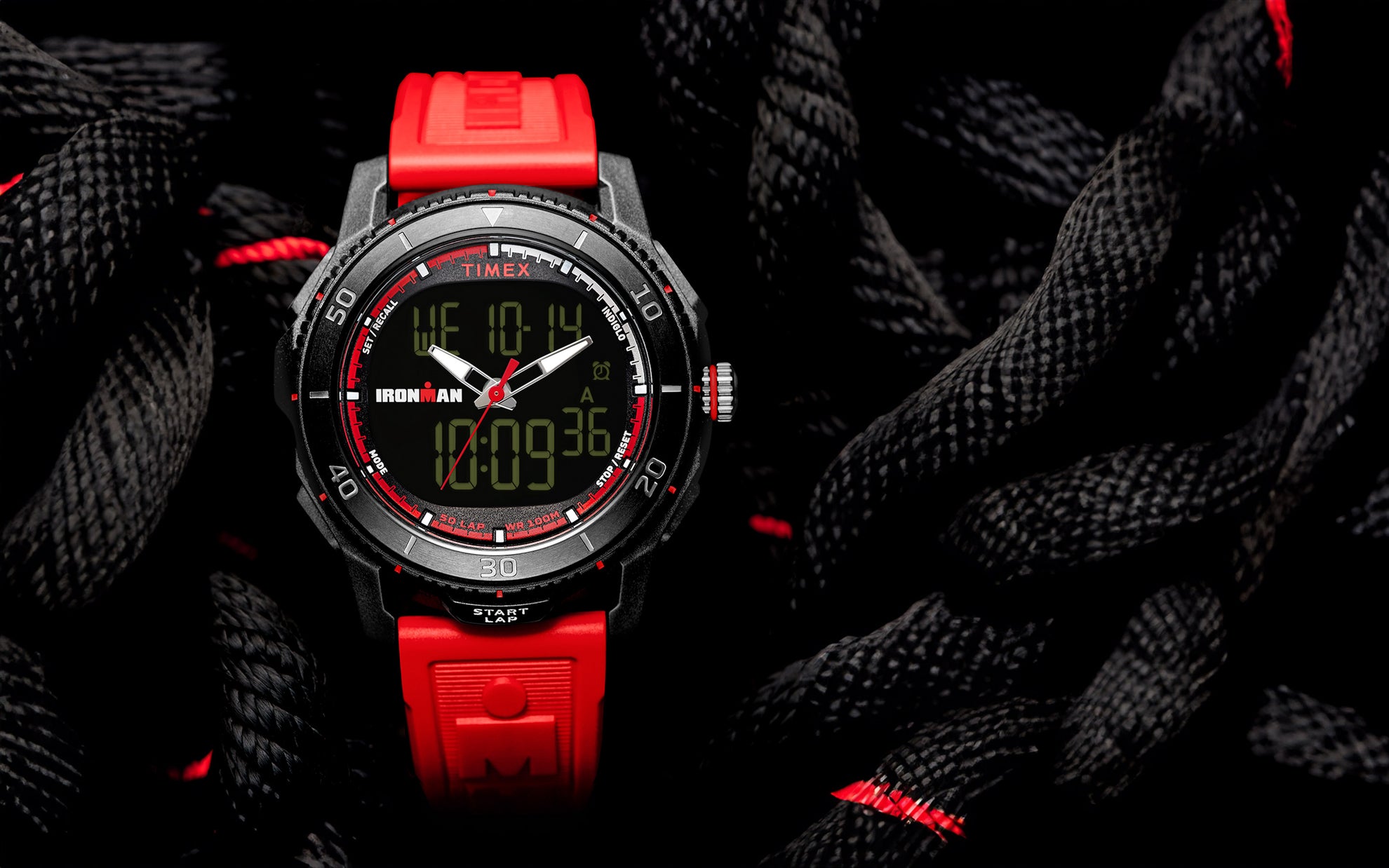 TIMEX® IRONMAN® Adrenaline Ana-digi Red PU Strap Watch