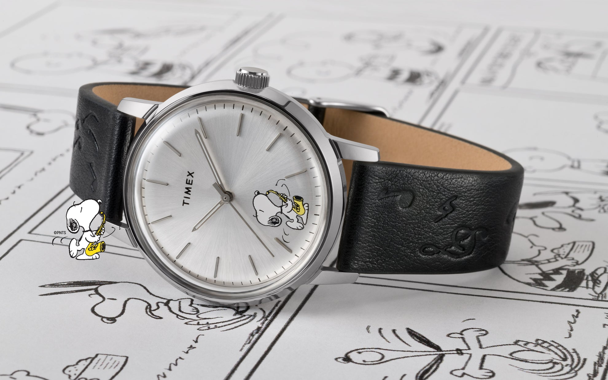 Timex x Peanuts Marlin® Automatic Saxophonist Leather Strap Watch