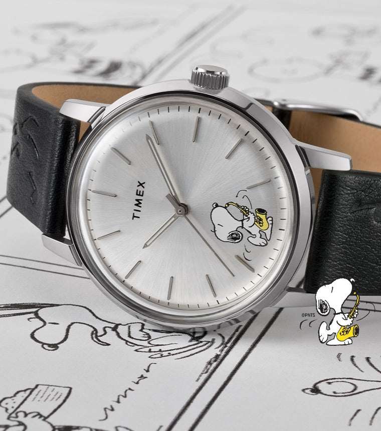 Timex x Peanuts Marlin® Automatic Saxophonist Leather Strap Watch