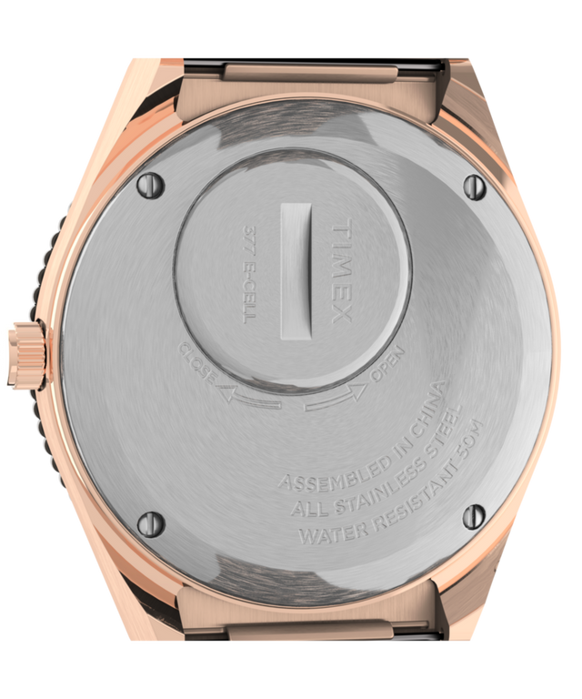TW2U95700 Q Timex 36mm Stainless Steel Bracelet Watch Caseback Image