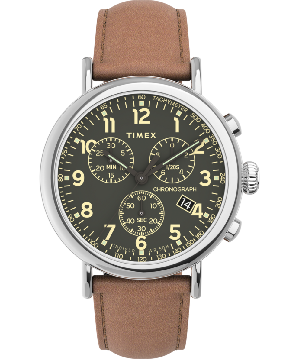 TW2V27500 Timex Standard Chronograph 41mm Leather Strap Watch Primary Image