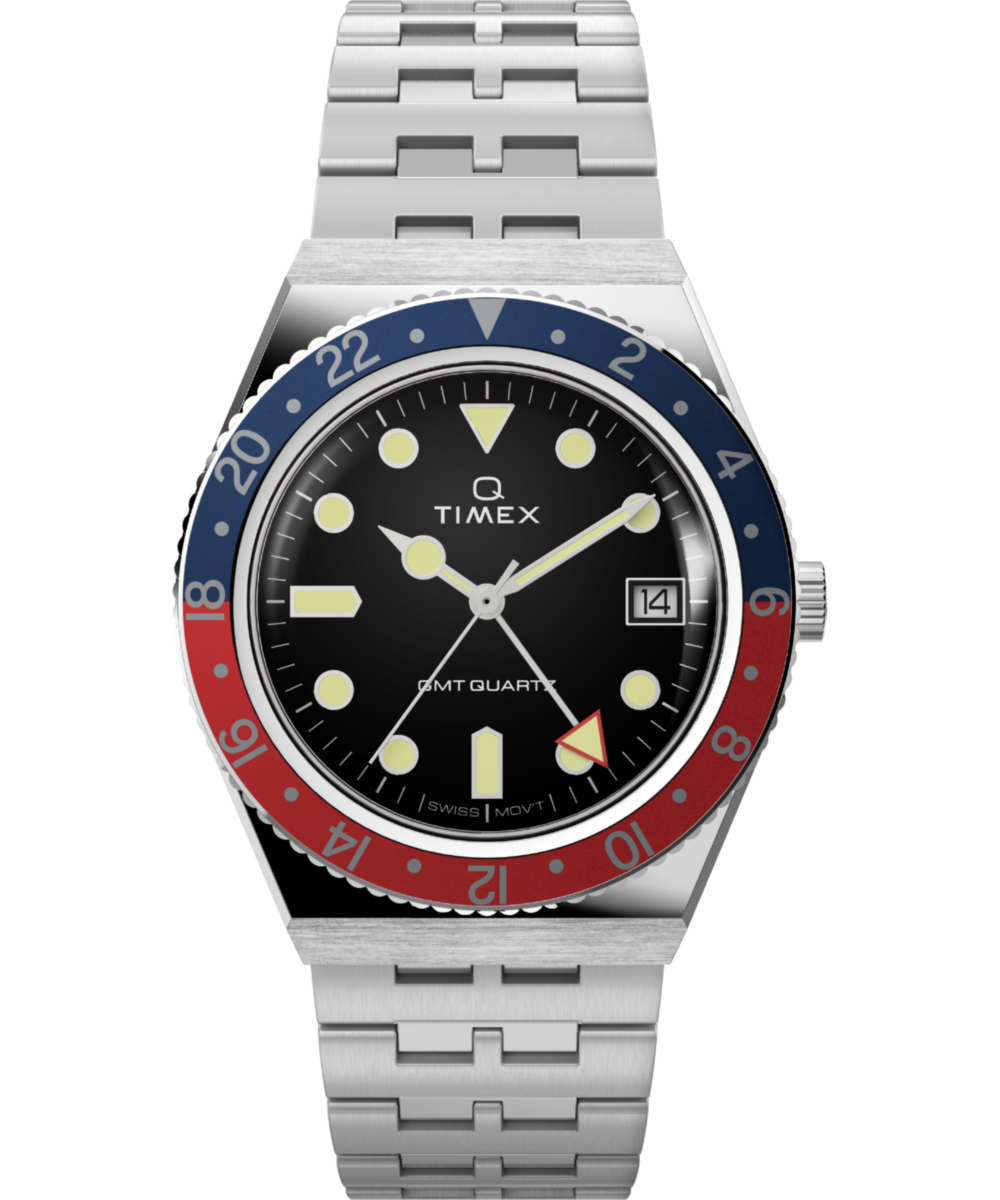 Q TIMEX ブラック×レッド(コークベゼル) Q Timex GMT 38mm Stainless Steel Bracelet Watch - TW2V38000 | Timex US