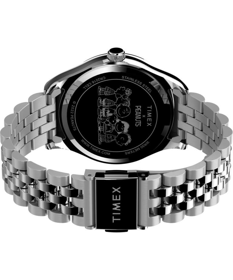 TW2V47400 Timex x Peanuts® Timex Legacy 34mm Stainless Steel Bracelet Watch Caseback with Attachment Image