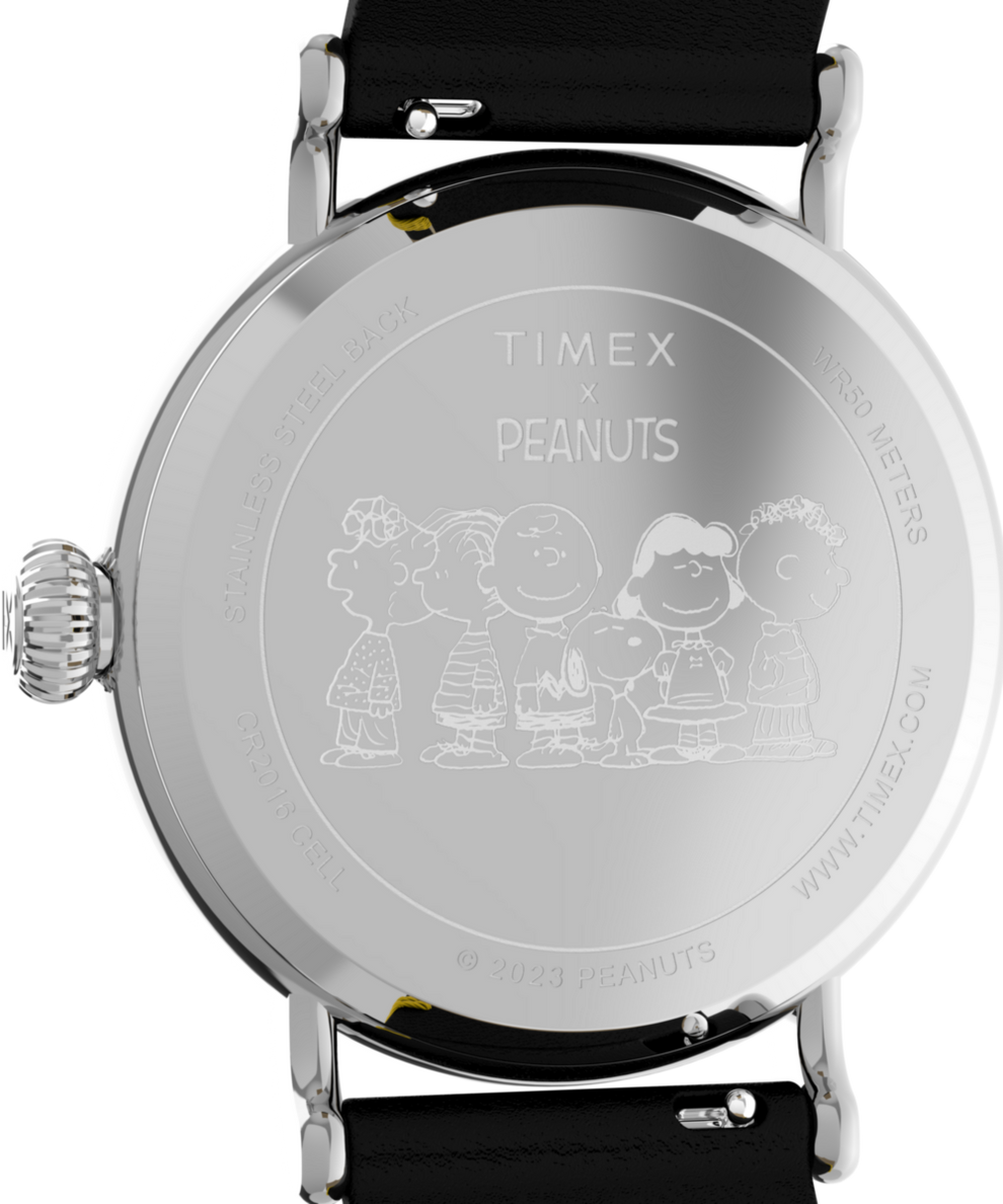 TW2V60400 Timex Standard x Peanuts Featuring Snoopy St Patrick's Day 40mm Leather Strap Watch Caseback Image