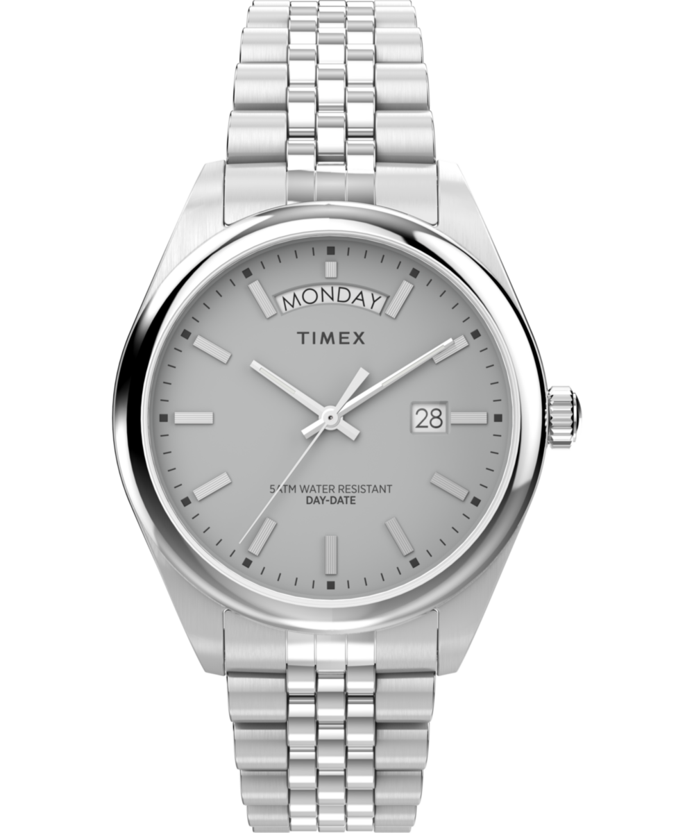 タイメックス レガシー デイデイト グレー 41mm　TW2V67900VK Timex Legacy Day and Date 41mm Stainless Steel Bracelet Watch