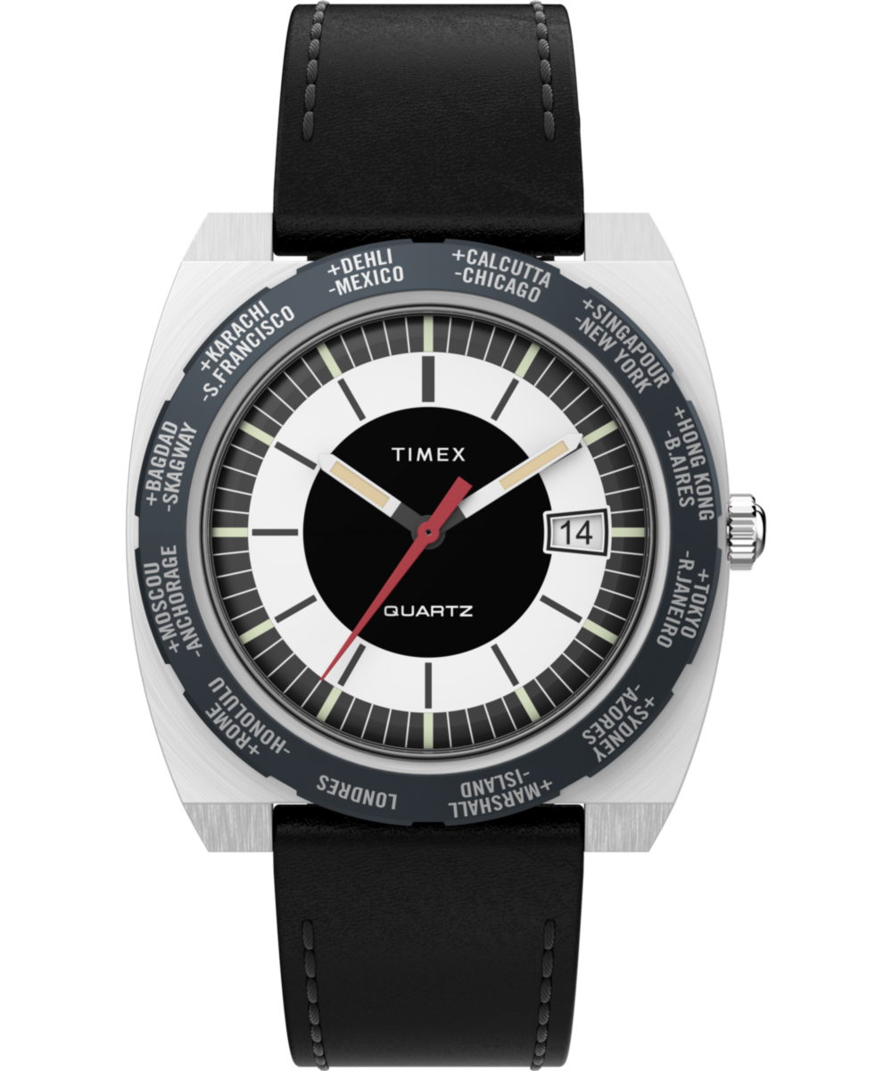 Timex World Time 1972 Reissue 39mm Leather Strap Watch - TW2V69500