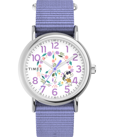 TW2V77900 Timex Weekender x Peanuts In Bloom 38mm Fabric Strap Watch Primary Image