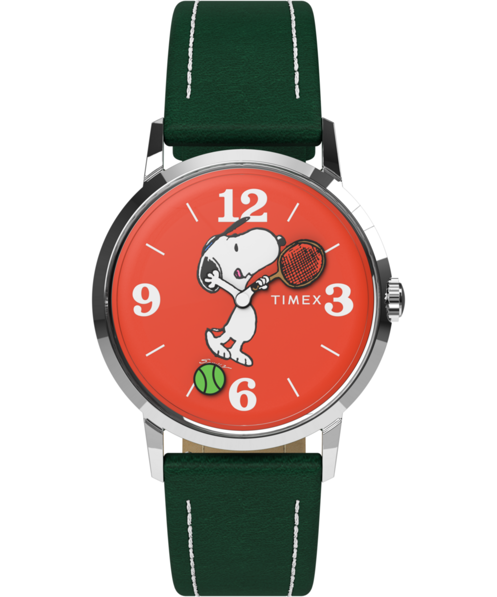 Timex Marlin® Hand-Wound x Snoopy Tennis 34mm Leather Strap Watch