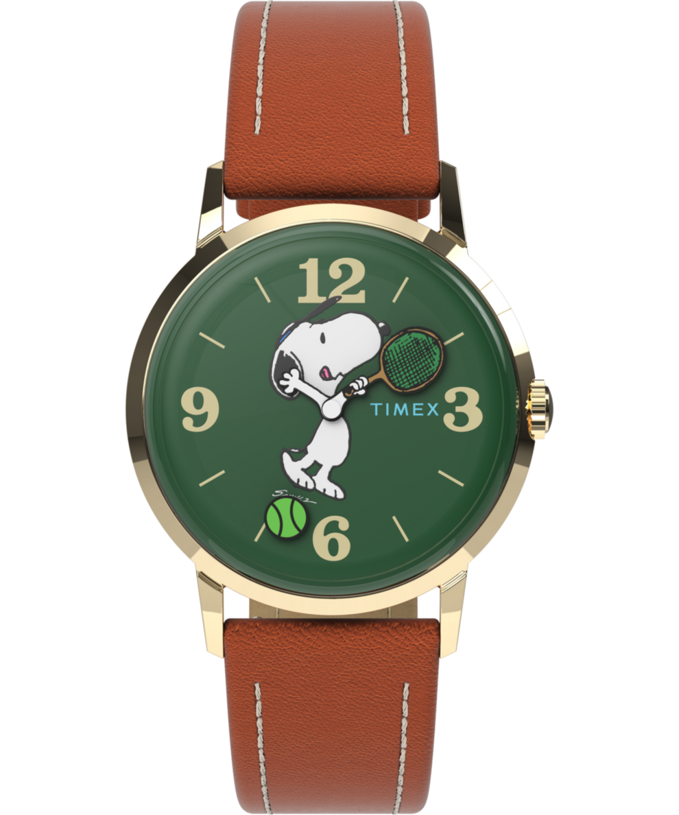 TW2V88800 Timex Marlin® Hand-Wound x Snoopy Tennis 34mm Leather Strap Watch Primary Image