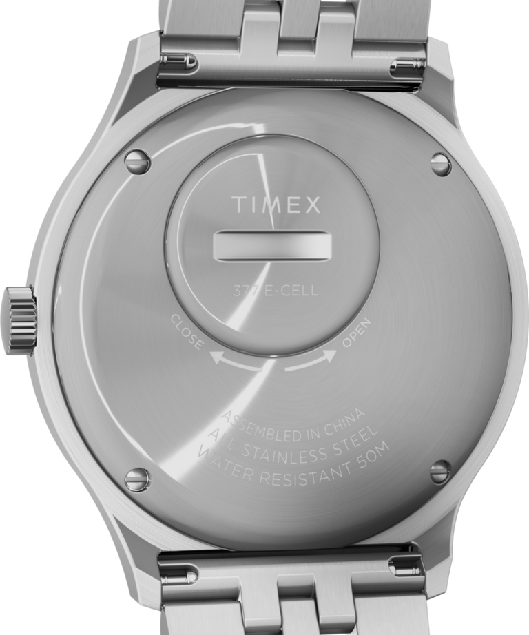 TW2W22500 Q Timex Reissue Dégradé 38mm Stainless Steel Bracelet Watch Caseback Image