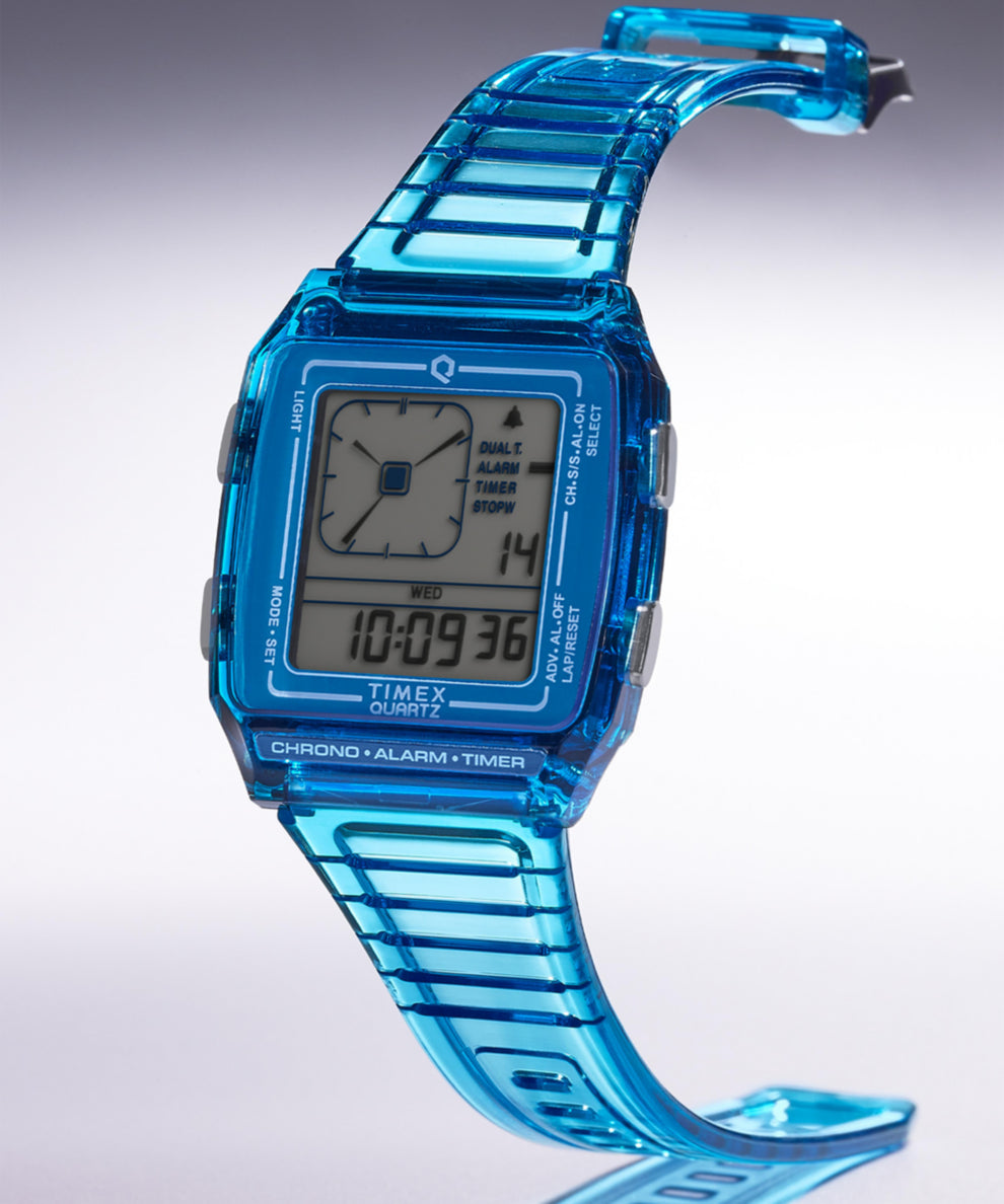 TW2W45100 Q Timex LCA 35mm Resin Strap Watch Campaign Key Silhouettes (Beauty shots) Image