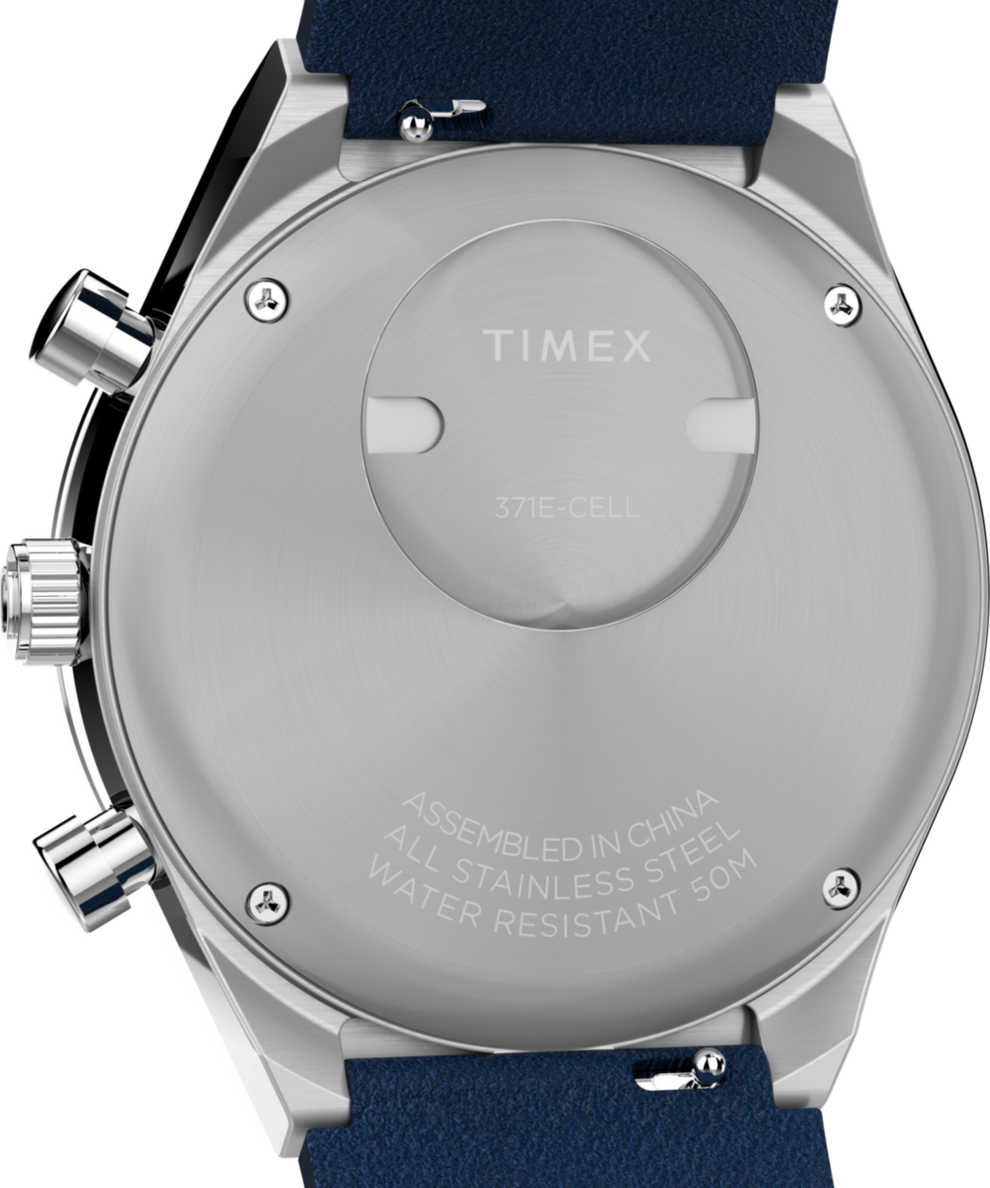 TW2W51700 Q Timex Chronograph 40mm Leather Strap Watch Caseback Image