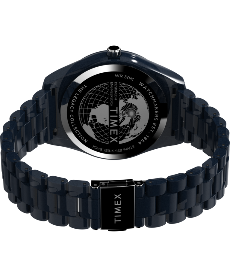 TW2W56200 Timex Legacy Ocean 42mm Recycled Plastic Bracelet Watch Caseback with Attachment Image