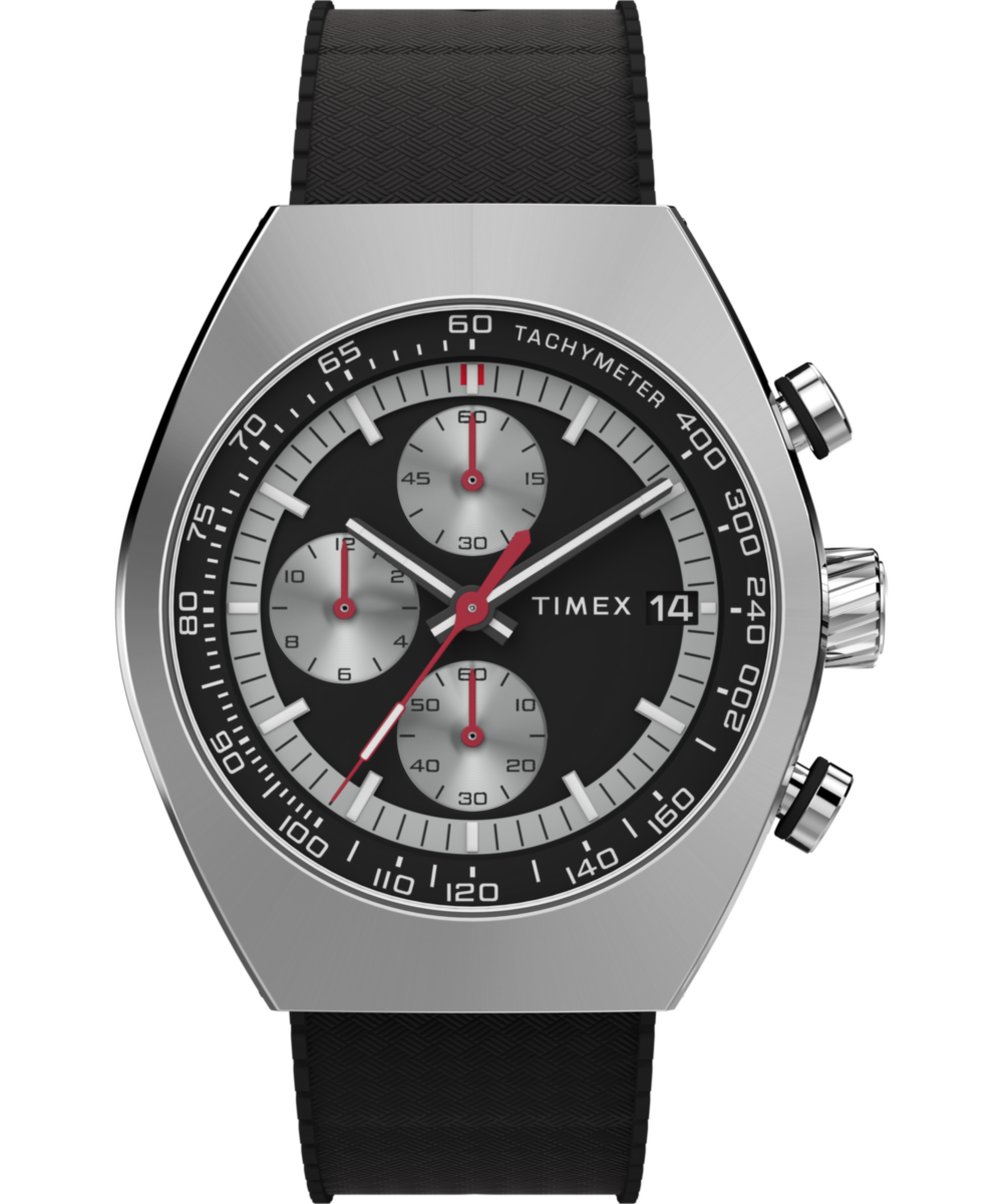 Timex Legacy Tonneau Chronograph 42mm Synthetic Rubber Strap Watch