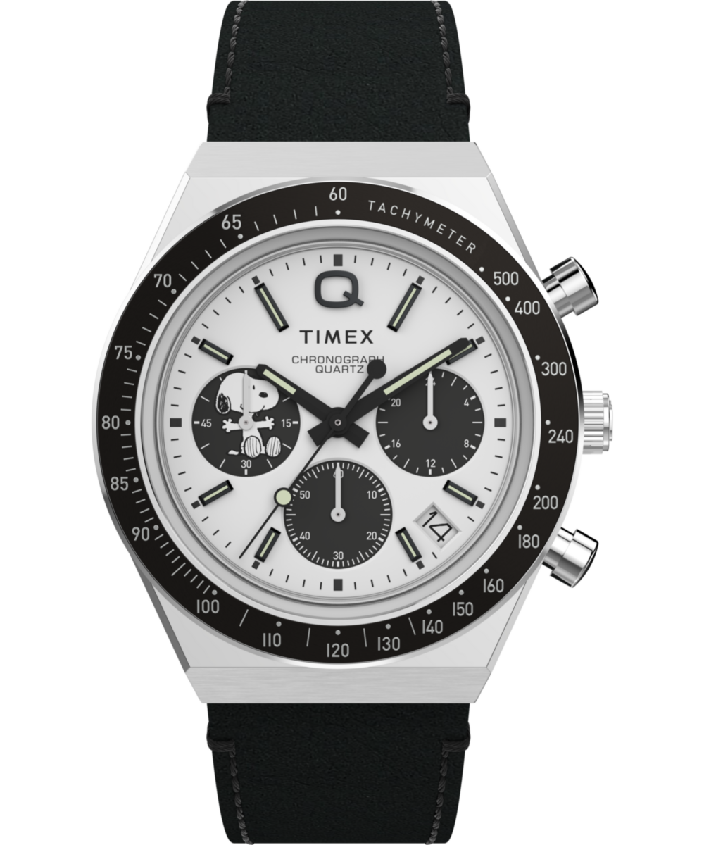 Q Timex Chronograph x Peanuts Snoopy 40mm Leather Strap Watch