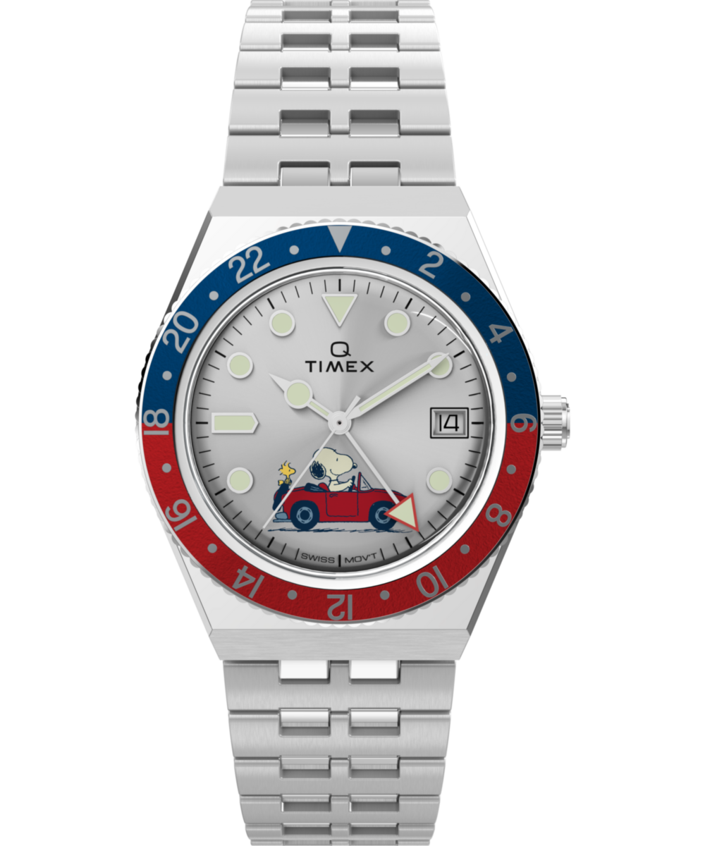 Timex x Peanuts® Q Timex® GMT 38mm Stainless Steel Bracelet