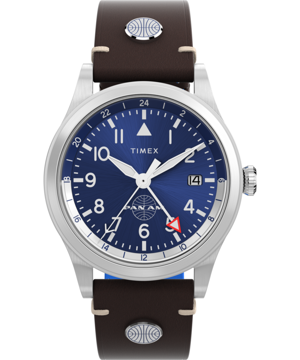 『HAMI 10K WATCH』 Timex Waterbury GMT x Pan Am® 39mm Leather Strap Watch - TW2W97300
