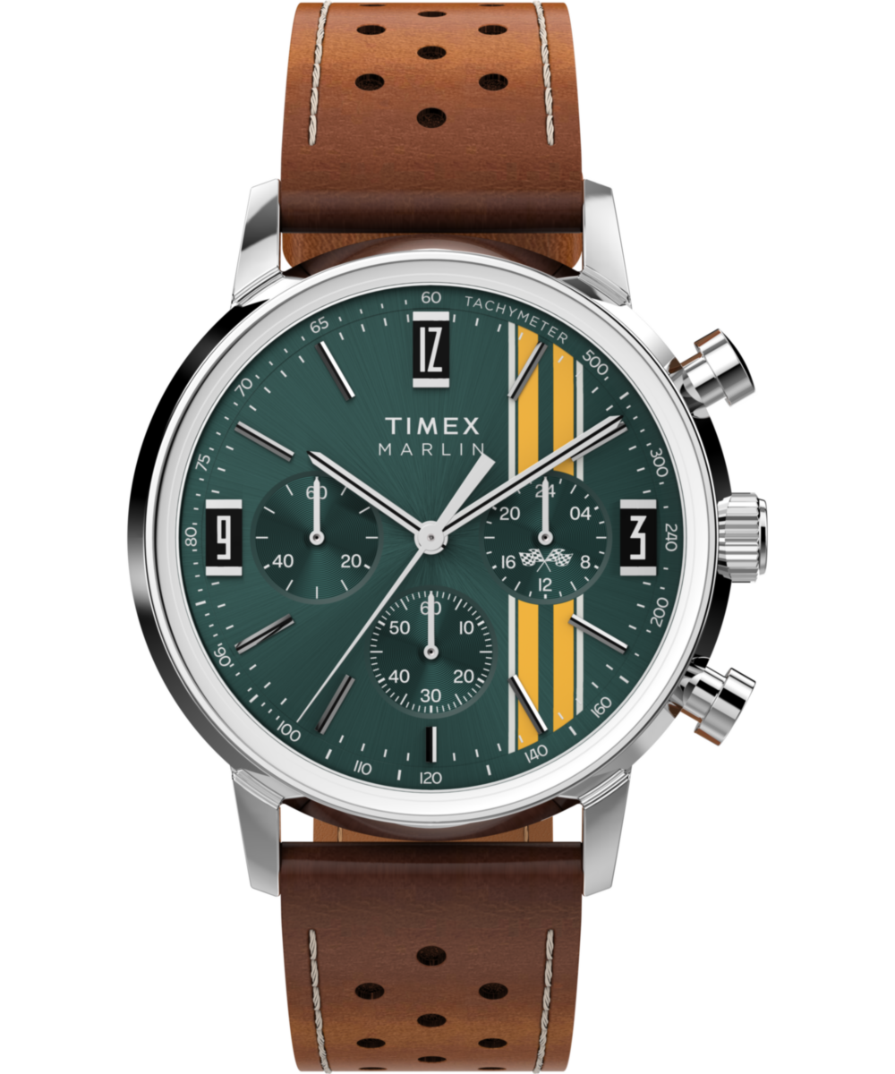 Marlin® Chronograph Tachymeter 40mm Leather Strap Watch - Main Image