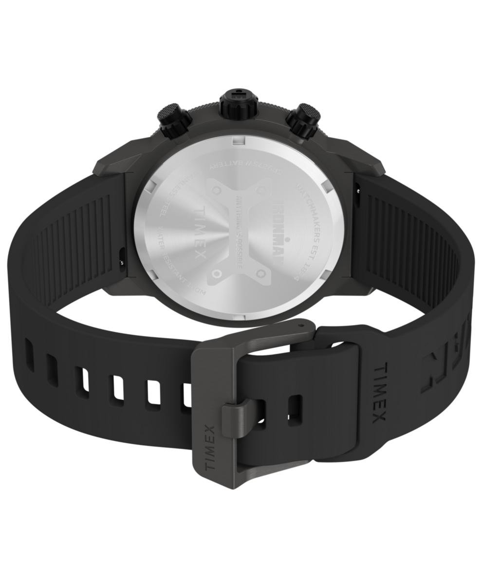TW2Y01900 TIMEX® IRONMAN® Challenger Chronograph 44mm Silicone Strap Watch Caseback with Attachment Image