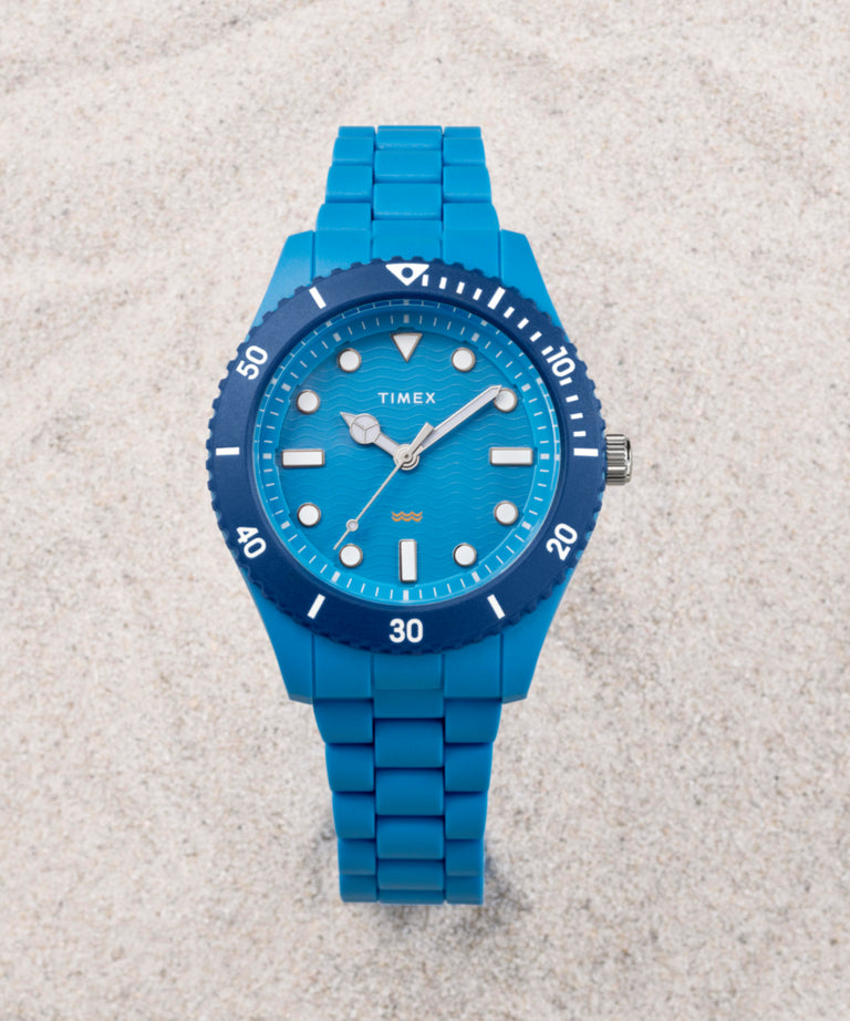 TW2Y04300 Timex Legacy #tide 42mm Recycled Plastic Bracelet Watch Campaign Key Silhouettes (Beauty shots) Image