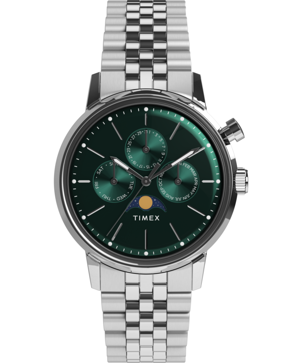 Marlin® Moon Phase Multifunction 40mm Stainless Steel Bracelet