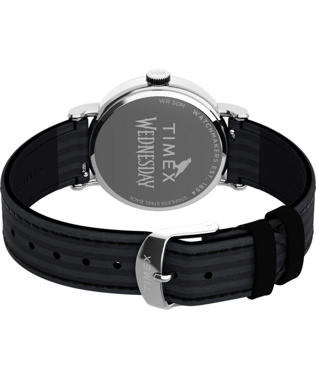 TW2Y19400 Timex x Wednesday Weekender 37mm Leather Strap Watch Caseback with Attachment Image