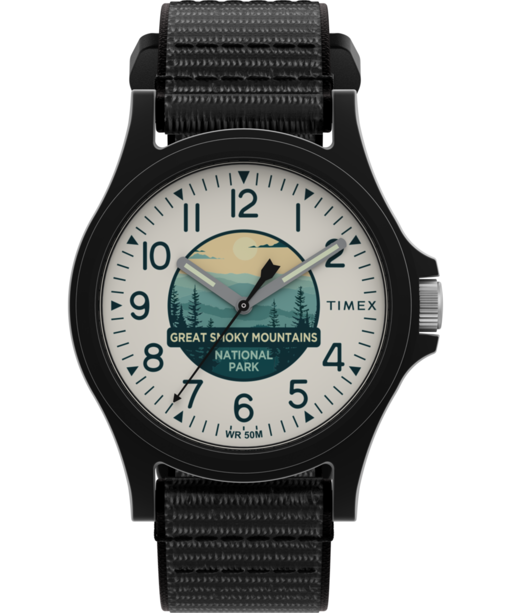 腕時計 Arizona Thrasher BIG Watch Hand Made Timex Great Smoky Mountains National Park 40mm Fabric Strap Watch