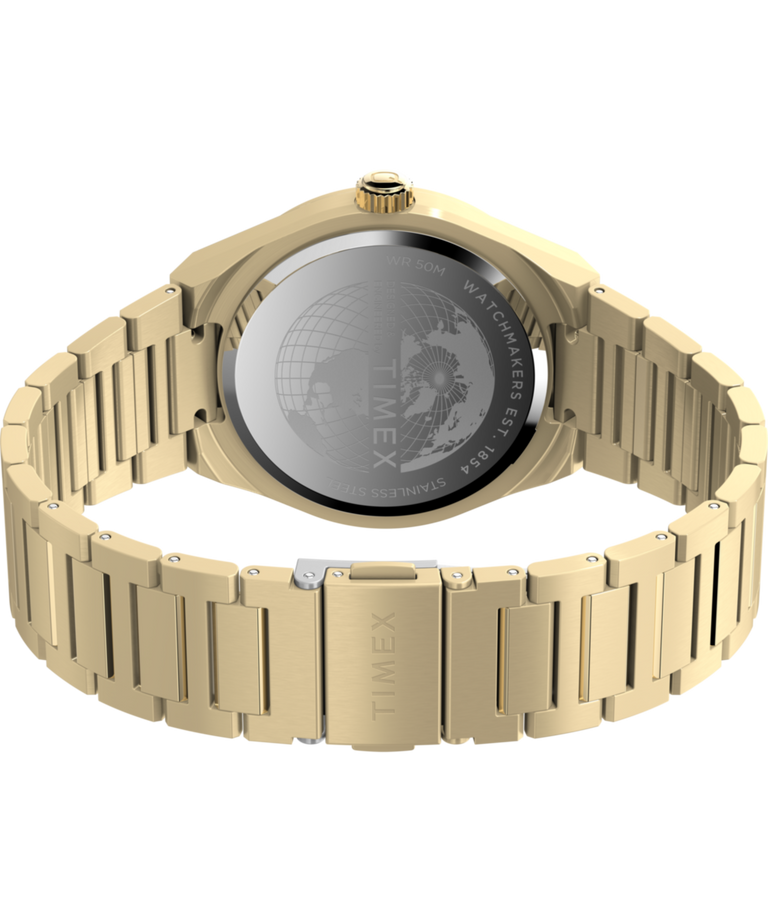 TW2Y35100 Q Timex® Continental Day and Date 39mm Stainless Steel Bracelet Watch Caseback with Attachment Image