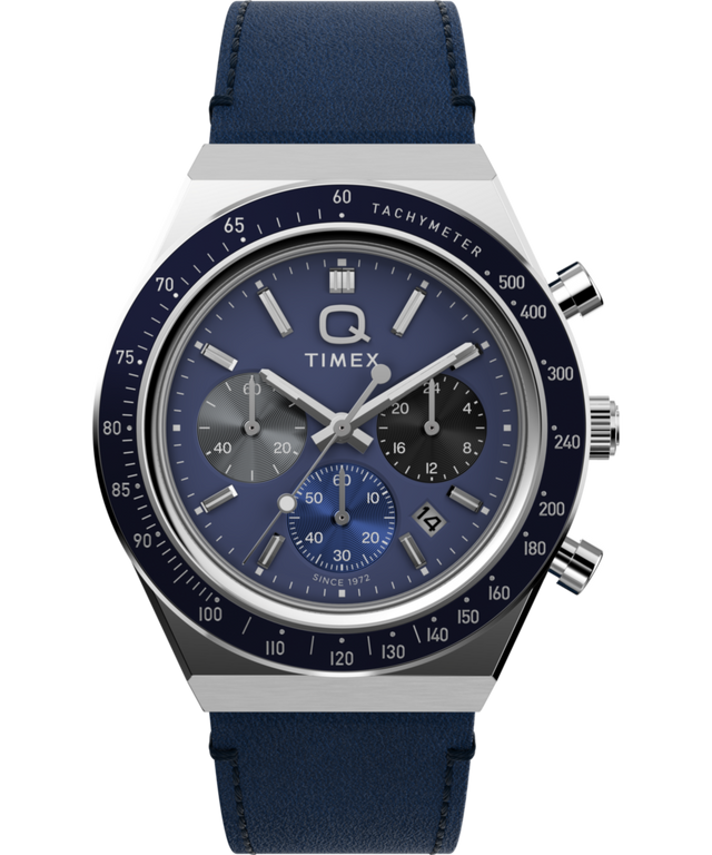 TW2Y36100 Q Timex® Chronograph 40mm Leather Strap Watch Primary Image