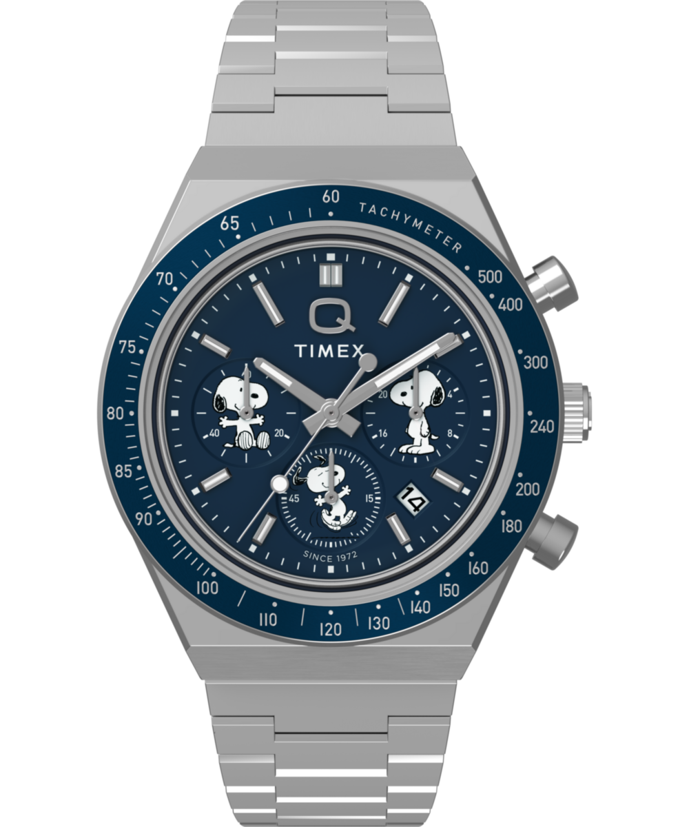 Peanuts® x Q Timex Chronograph 40mm Stainless Steel Bracelet Watch