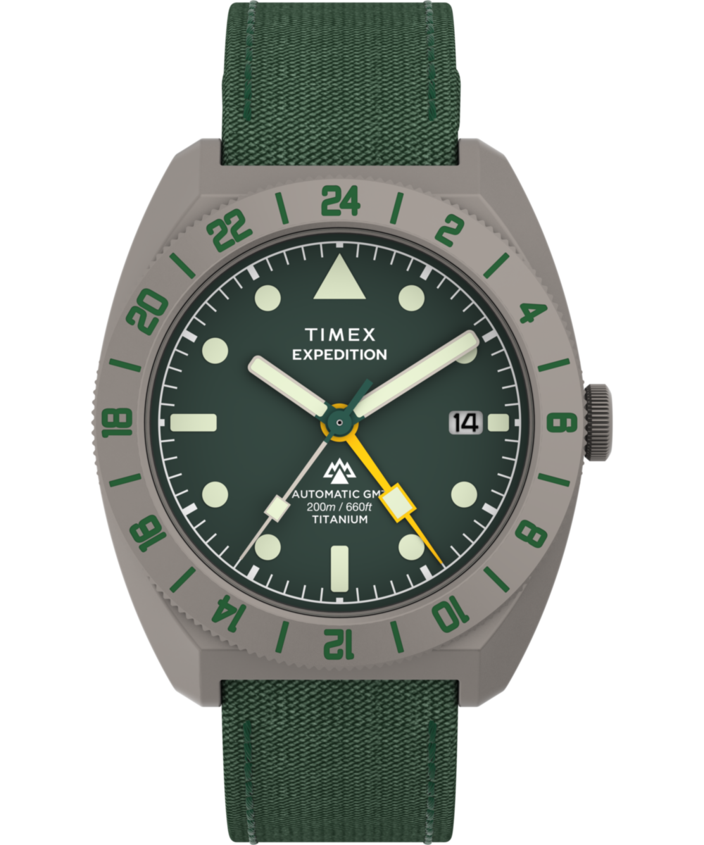 Expedition® Pioneer Titanium Automatic GMT 41mm Fabric Strap Watch