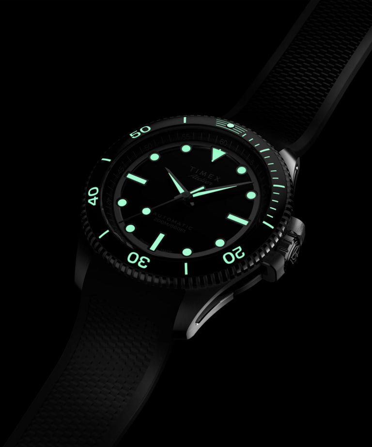 TW2Y72600 Timex Atelier Marine M1a 41mm Swiss Made Automatic NBR Synthetic Rubber Strap Campaign Key Silhouettes (Beauty shots) Image