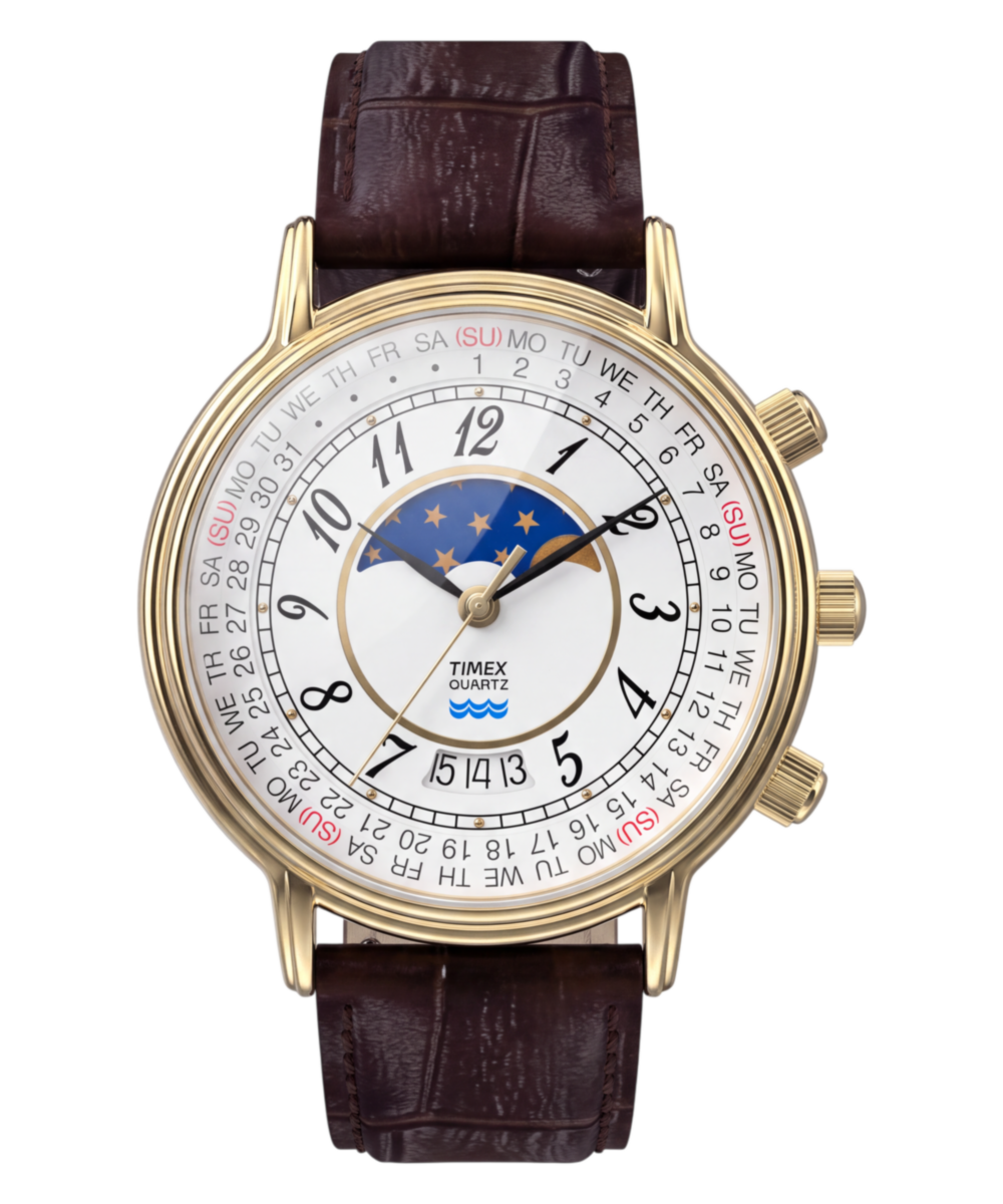 Timex 1990 Moon Phase Reissue 37mm Leather Strap Watch - TW2Y99000