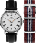 Timex x Brooks Brothers Marlin® Automatic 38mm Leather Strap and Fabric Strap Set