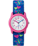 T890019J TIMEX TIME MACHINES® 29mm Butterflies and Hearts Blue Elastic Fabric Kids Watch primary image