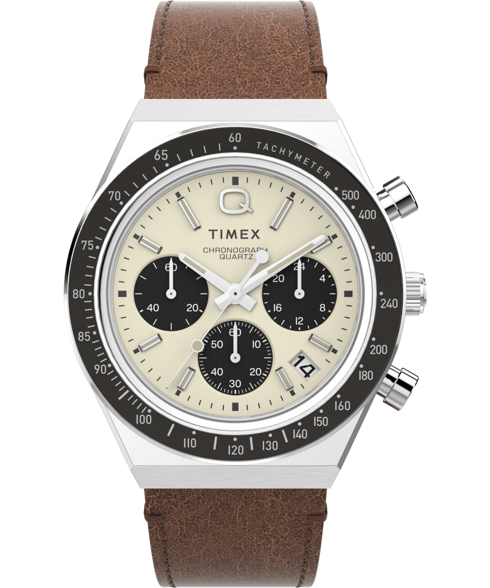 TW2V42800ZV Q Timex Chronograph 40mm Leather Strap Watch primary image