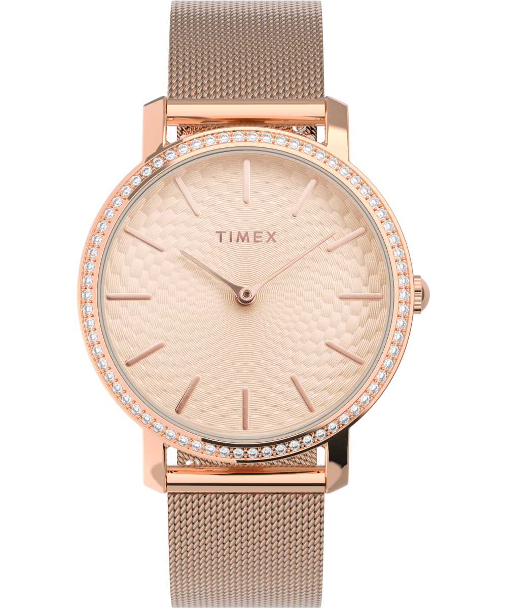 Timex 20mm Stainless Steel Mesh Bracelet – Rose Gold-Tone with Self-Adjust  Clasp