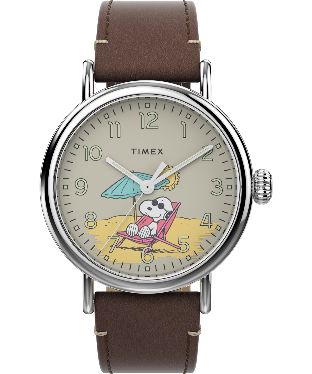 Timex Standard x Peanuts Featuring Snoopy at the Beach 40mm Leather Strap  Watch