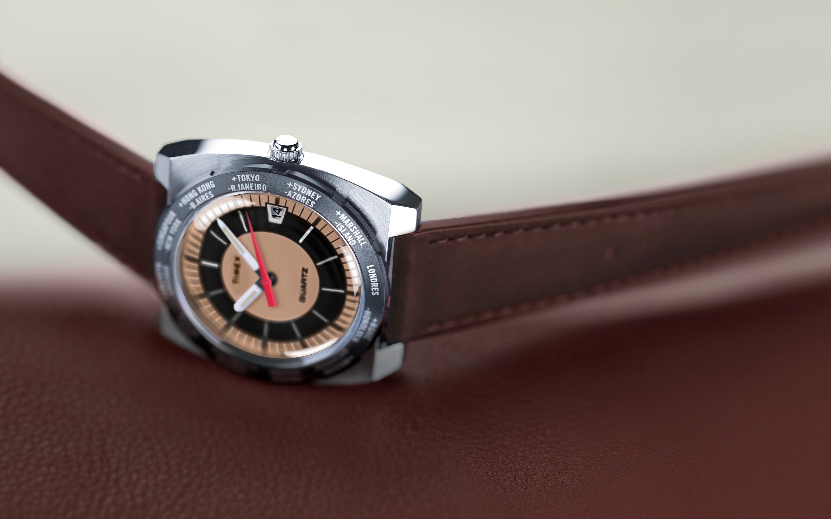 時計 vatie World Time Reissue 39mm Leather Strap Watch - TW2V69500