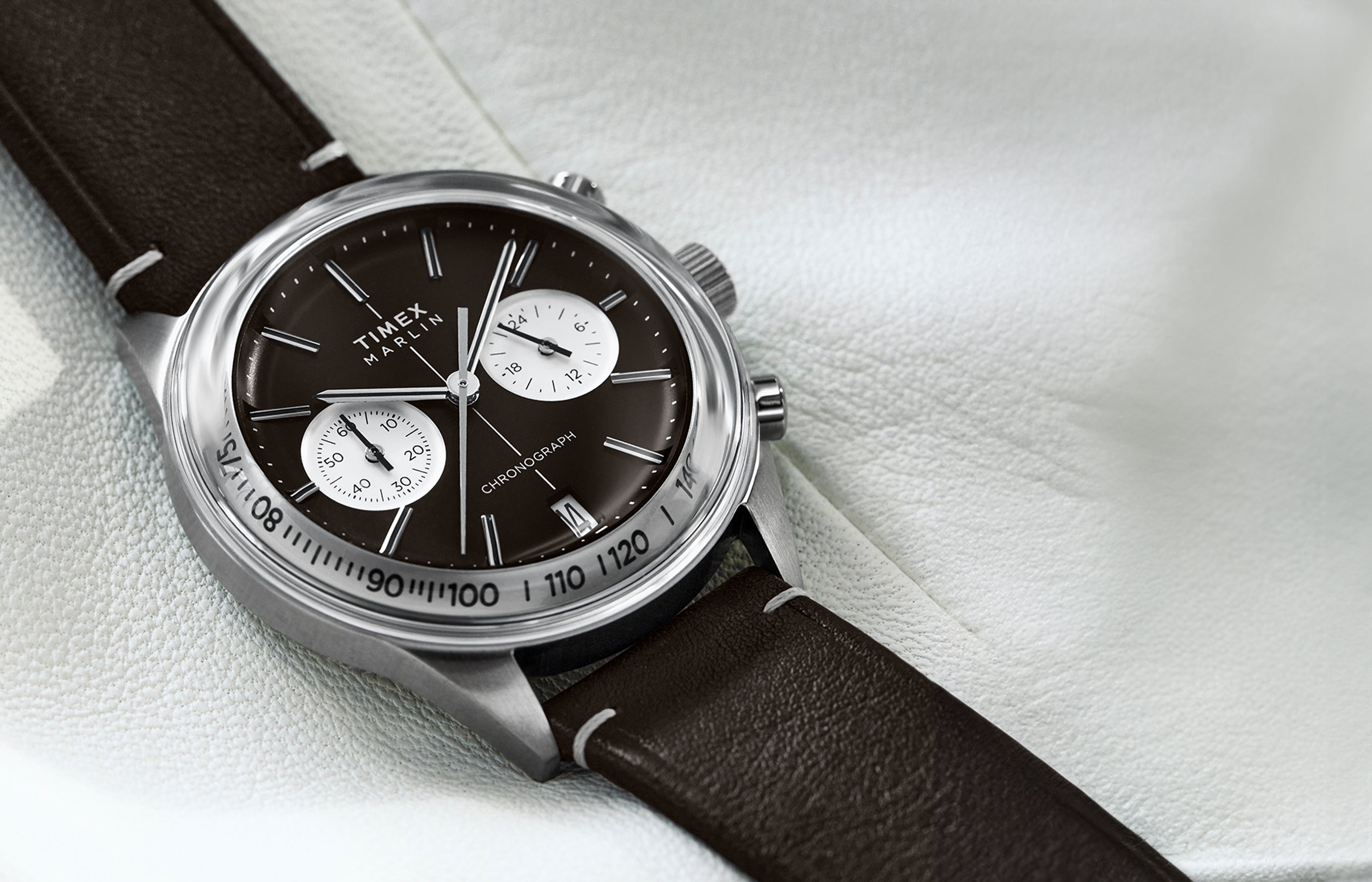 Marlin® Jet Quartz Chronograph 40mm Leather Strap Watch
