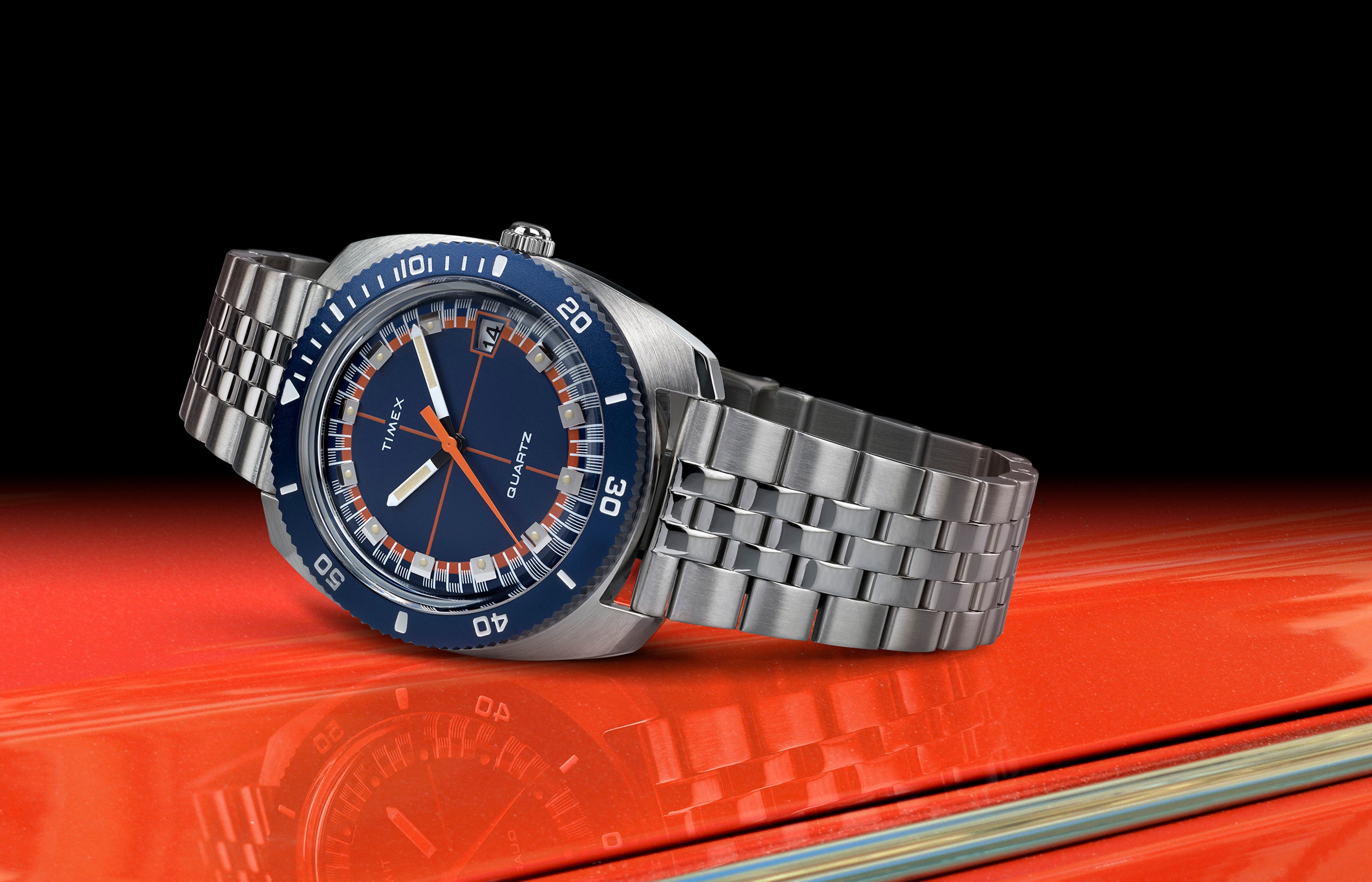 Q Timex® 1971 Velocity 36mm Stainless Steel Bracelet Watch