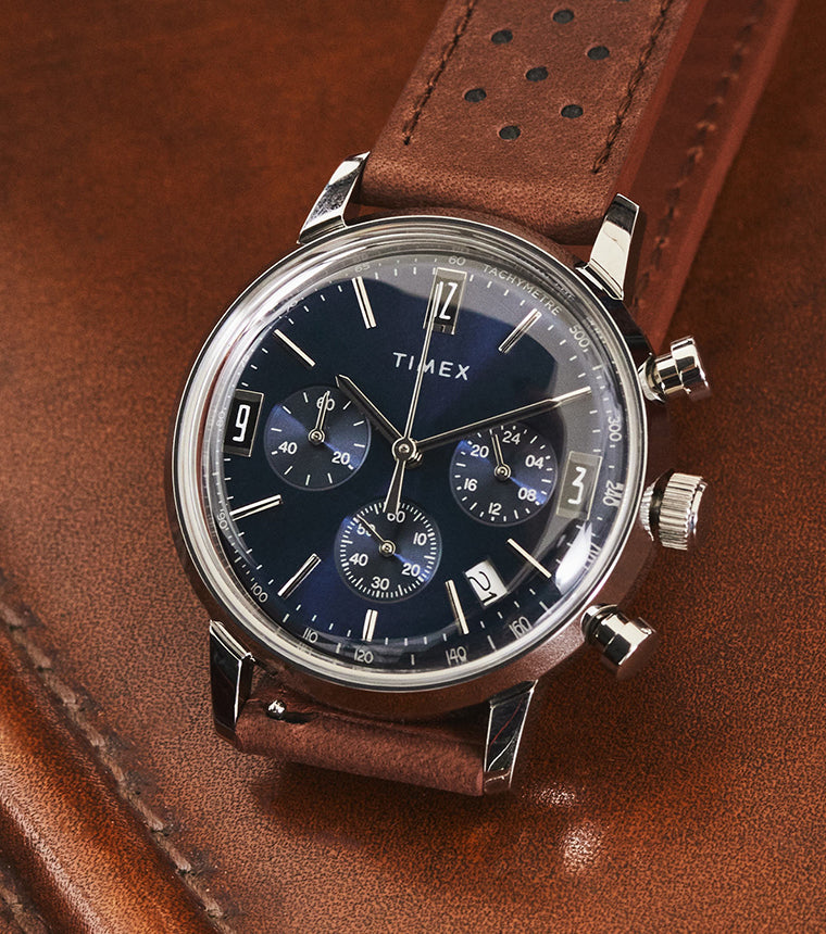 Marlin® Chronograph Tachymeter 40mm Leather Strap Watch