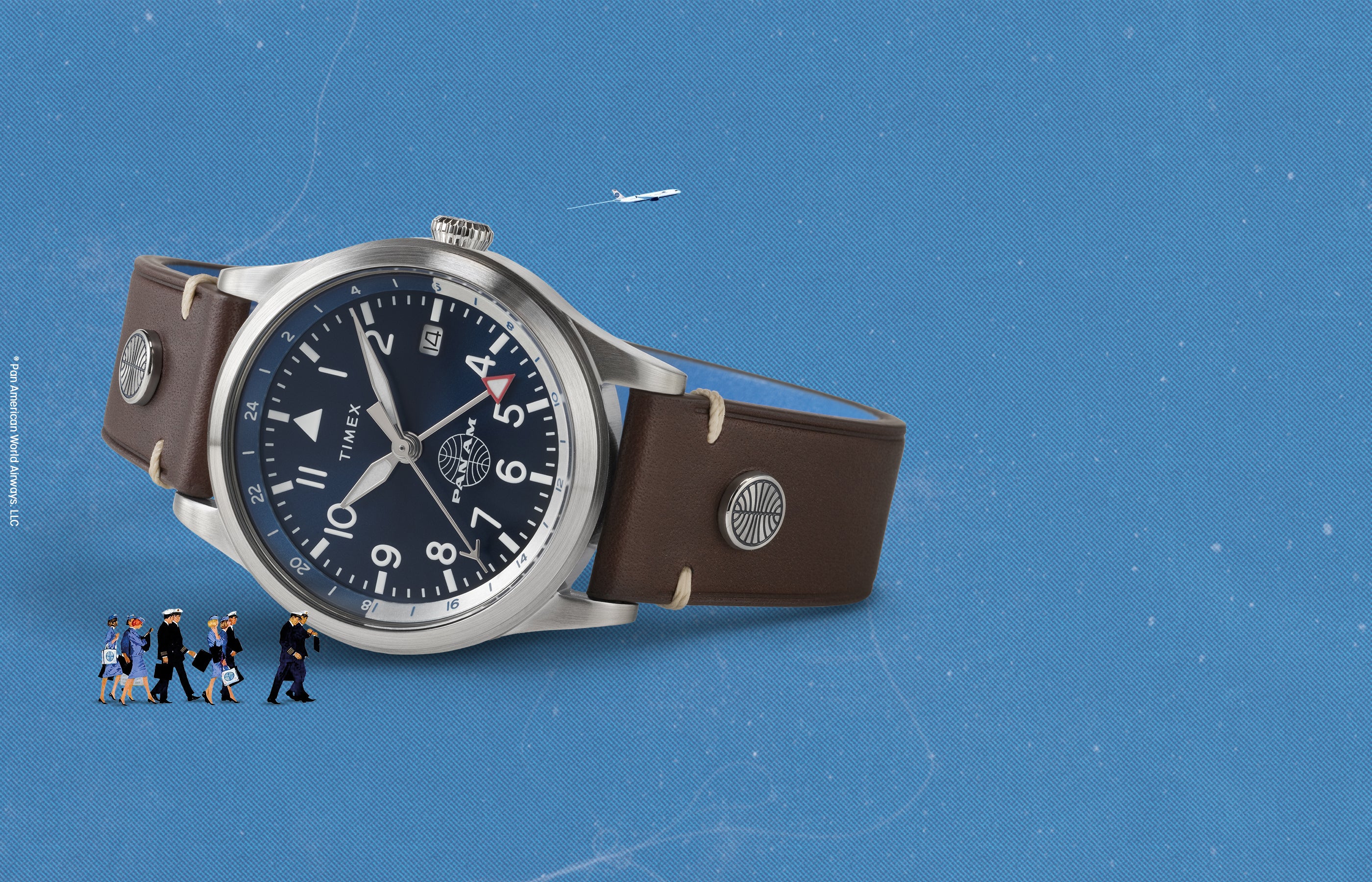 Pan Am® x Timex Waterbury GMT 39mm Leather Strap Watch - TW2W97300